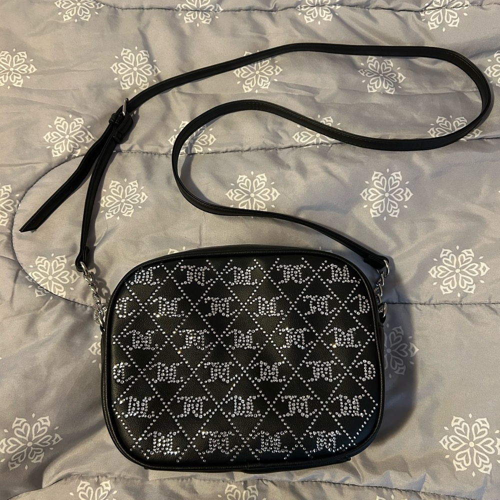 Juicy Couture Black and Silver Rhinestone Crossbody Bag